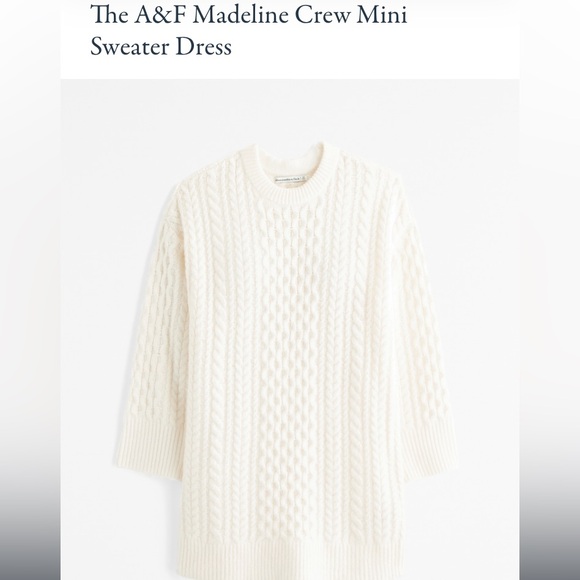 A&F Madeline Crew Mini Sweater Dress in Cream - Picture 1 of 8